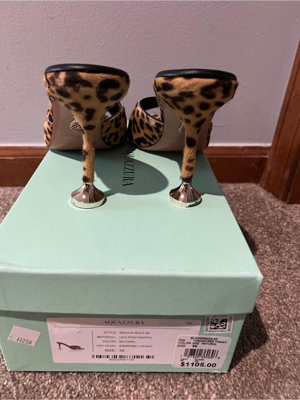 Aquazzura Bisou 85 Animal Print Open-Toe Mules - Picture 9 of 13